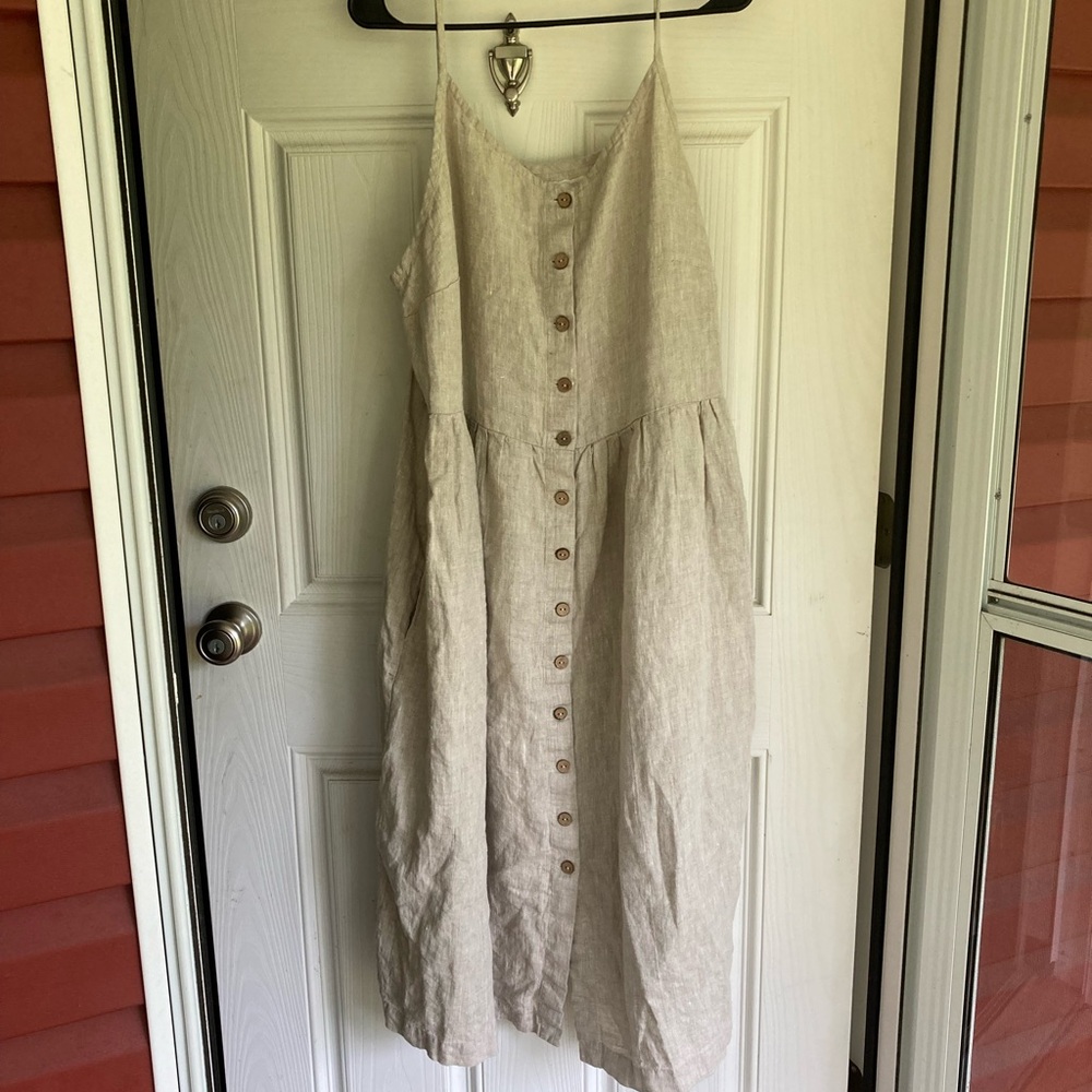 notPERFECTLINEN Beige Maxi Dress with Buttons